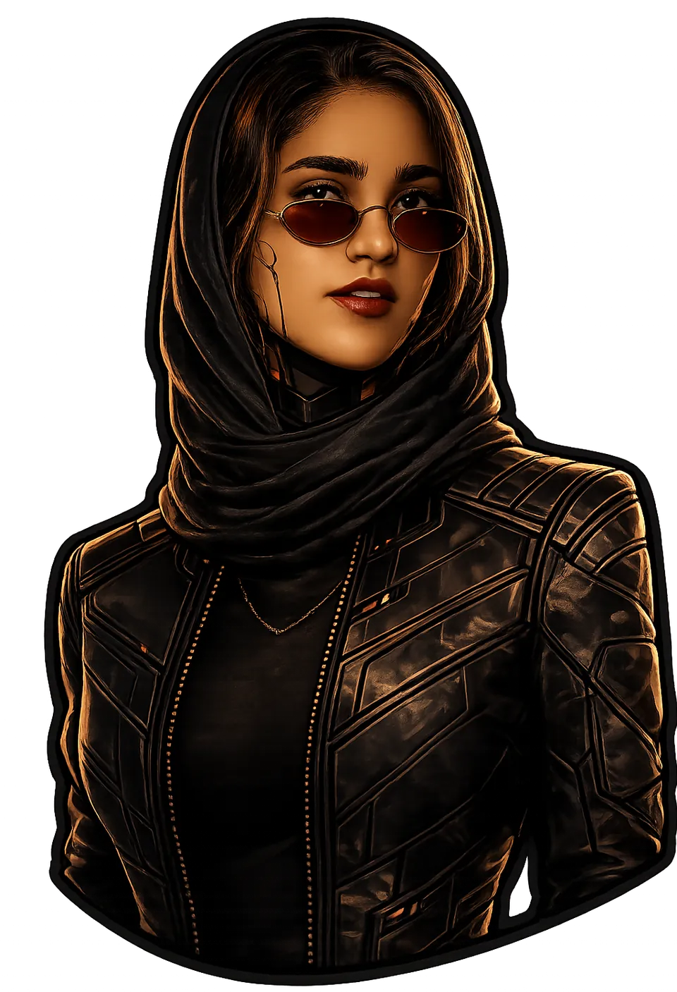 Cyber styled illustration of Fatemeh Sadeghi